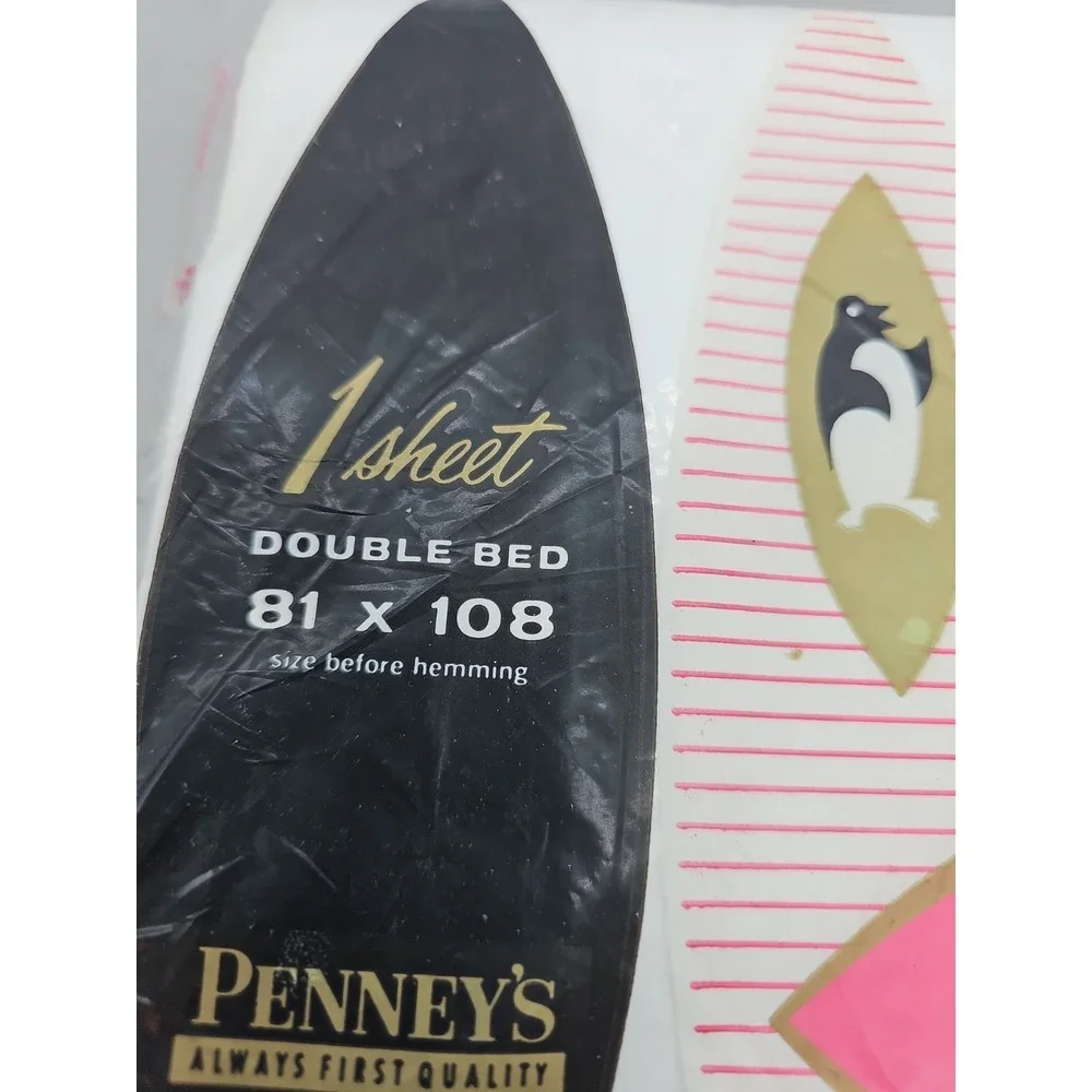 Vintage Double Bed‎  Flat Sheet Set Penneys Pencale White  NOS